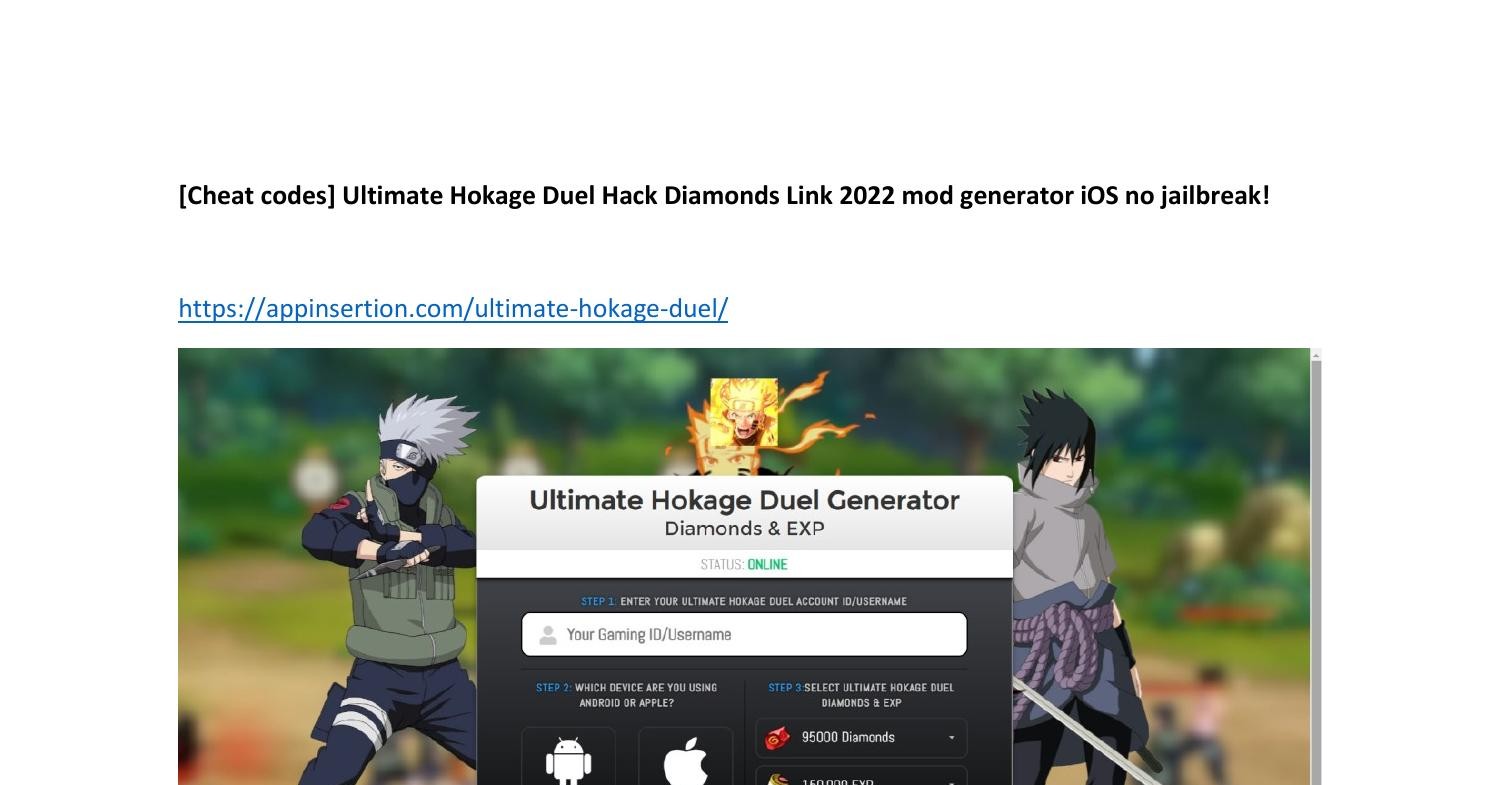 Cheat codes] Ultimate Hokage Duel Hack Diamonds Link 2022 mod generator iOS  no jailbreak!.pdf | DocDroid