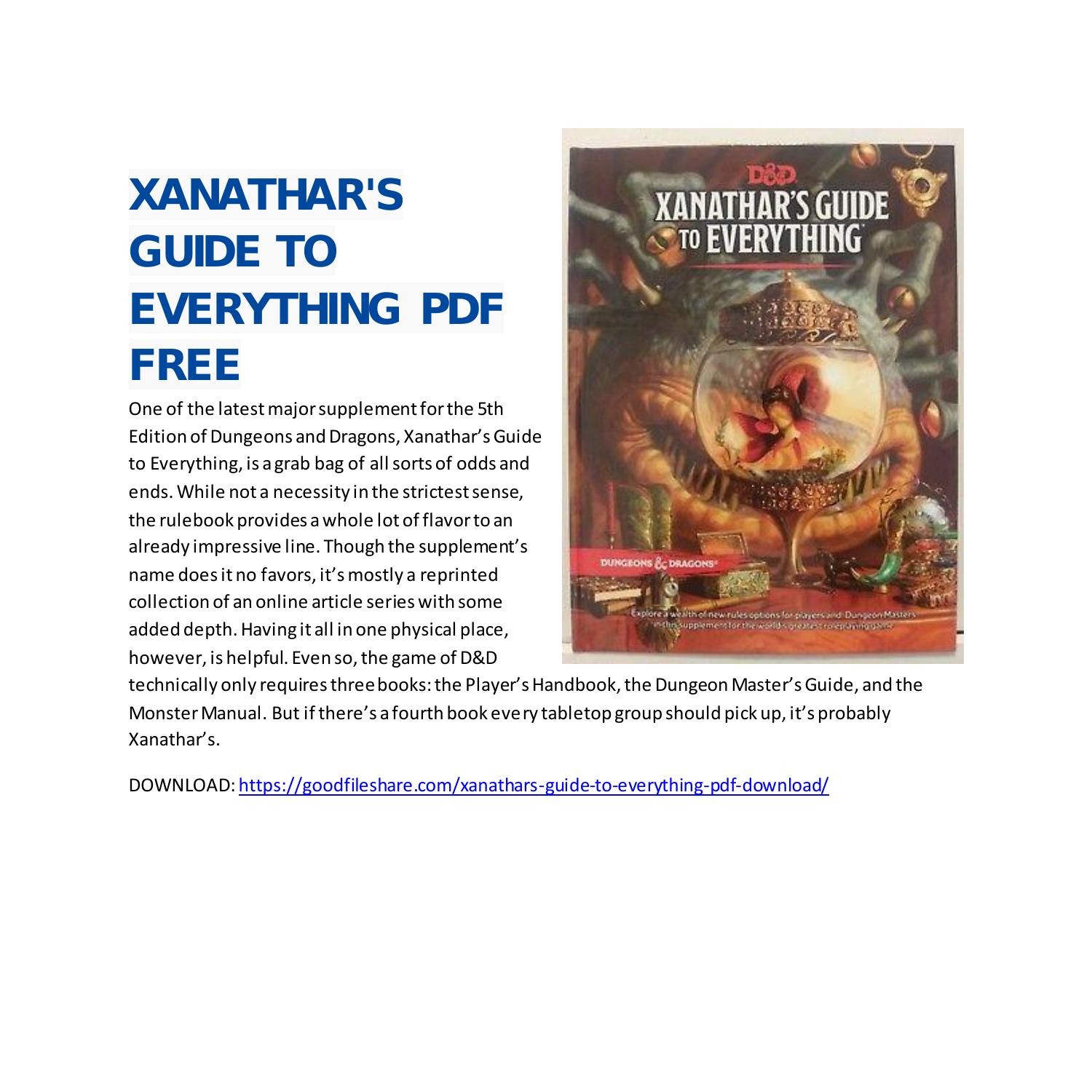 Xanathar s guide to everything pdf free download pdf docdroid