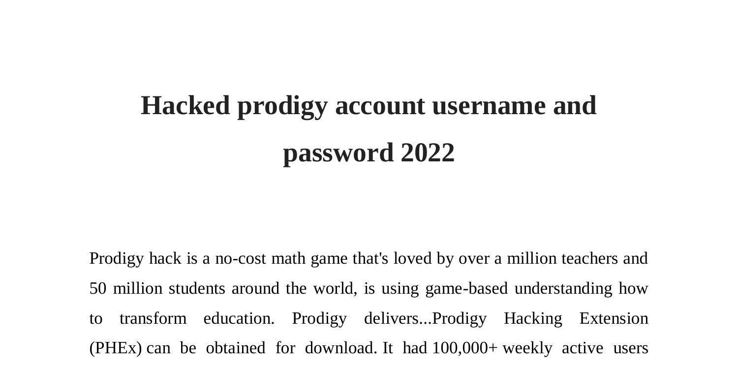 Hacked prodigy account username and password 2022.pdf | DocDroid