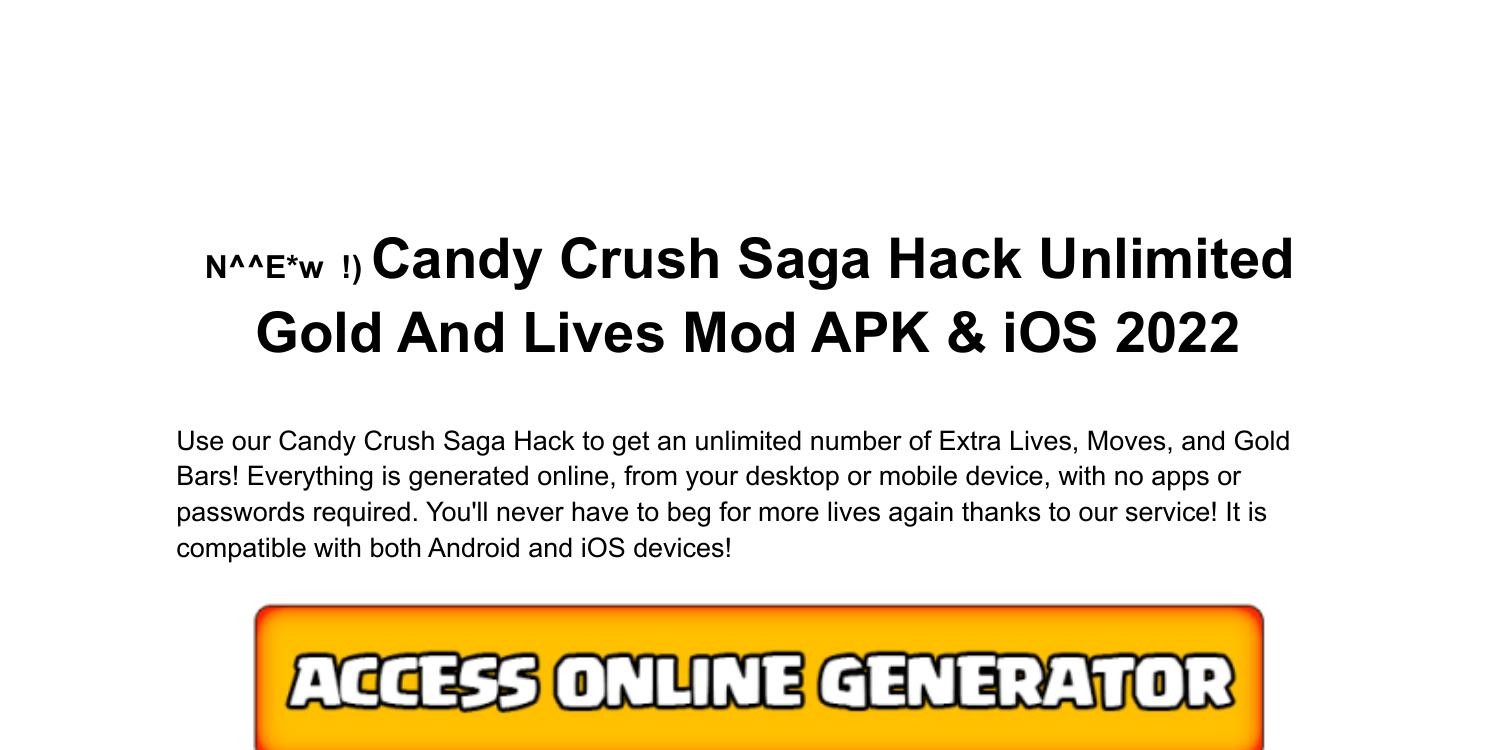 Hack Candy Crush Saga Mod Unlimited Lives, Gold, & Moves