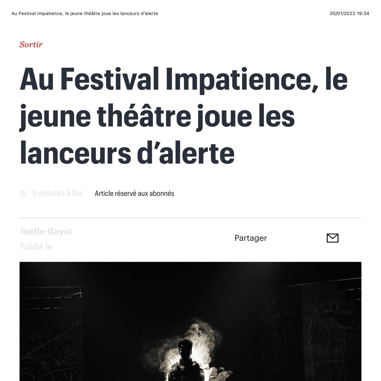 Au Festival Impatience, le jeune théâtre joue les lanceurs d’alerte.pdf