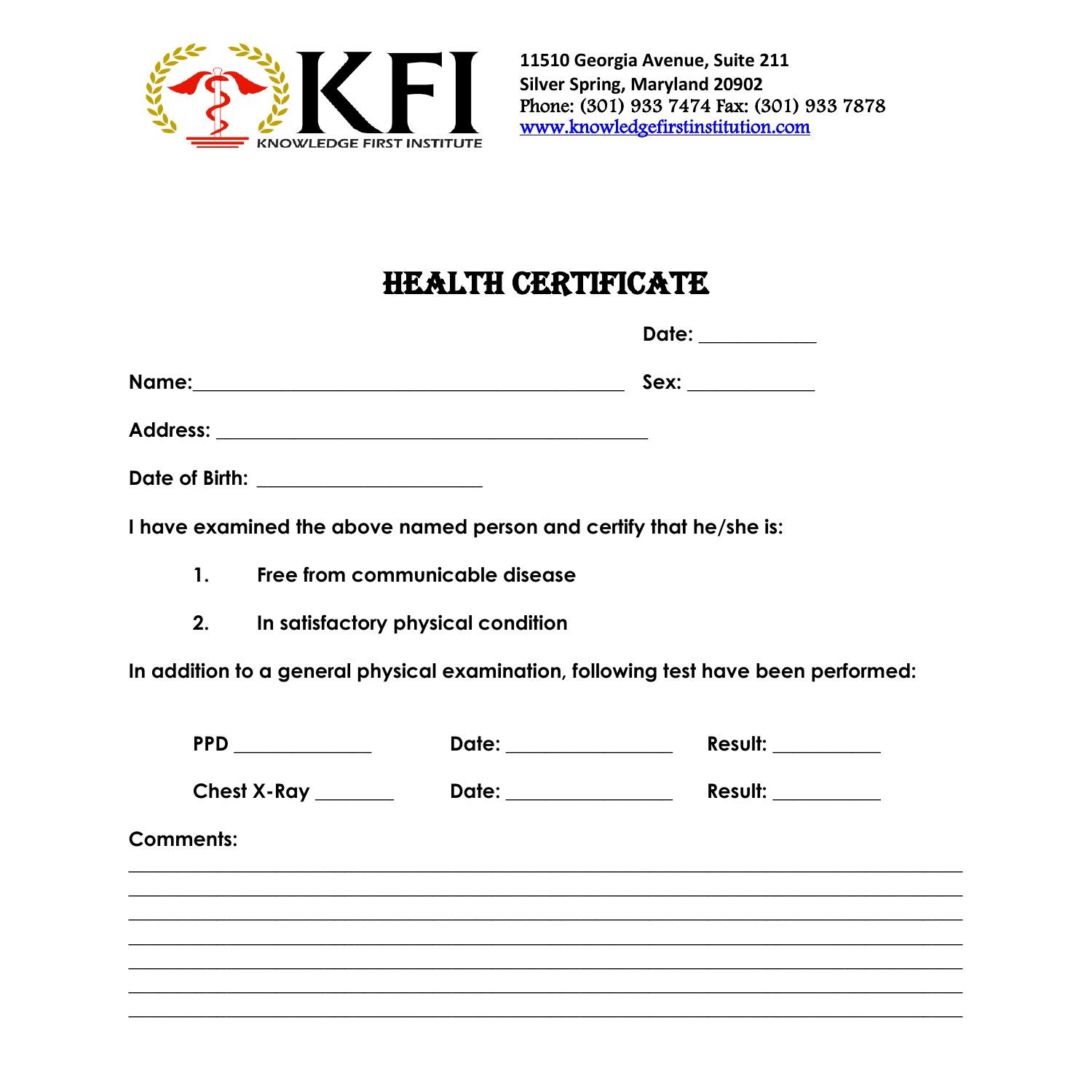 health certificate cbr Regarding Fit To Fly Certificate Template