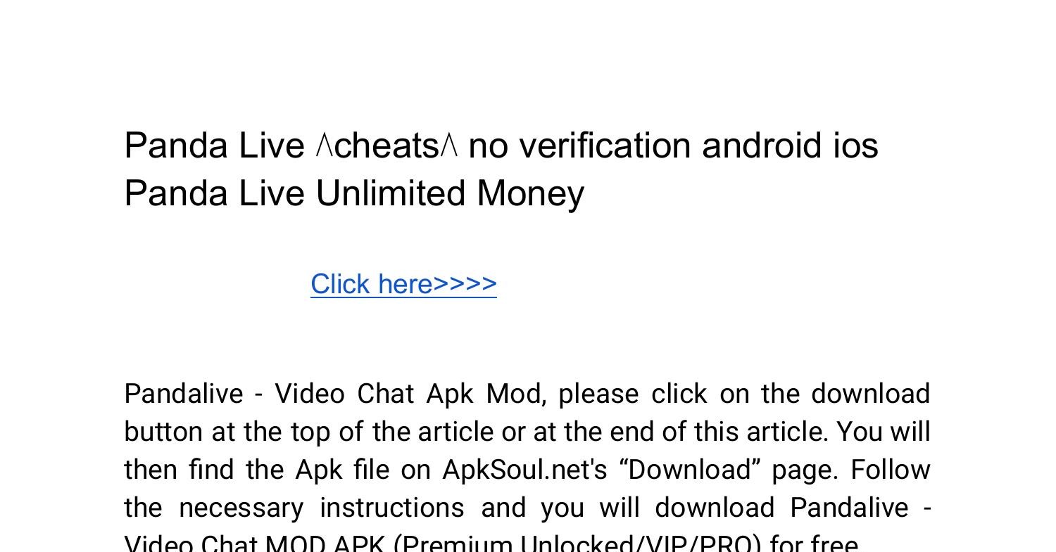 Panda Live ⋀cheats⋀ no verification android ios Panda Live Unlimited