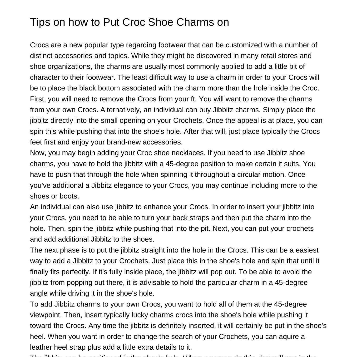 How to Put Croc Footwear Charms onchtjm.pdf.pdf DocDroid
