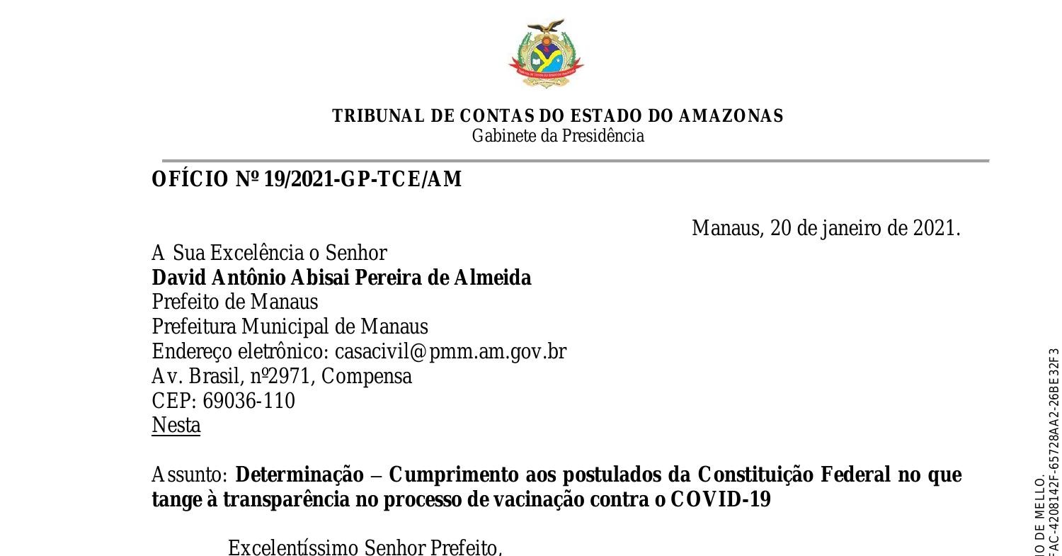19-2020-Ofício-Determinação ao Prefeito de  Manaus_Transparência_Vacinaçã | DocDroid