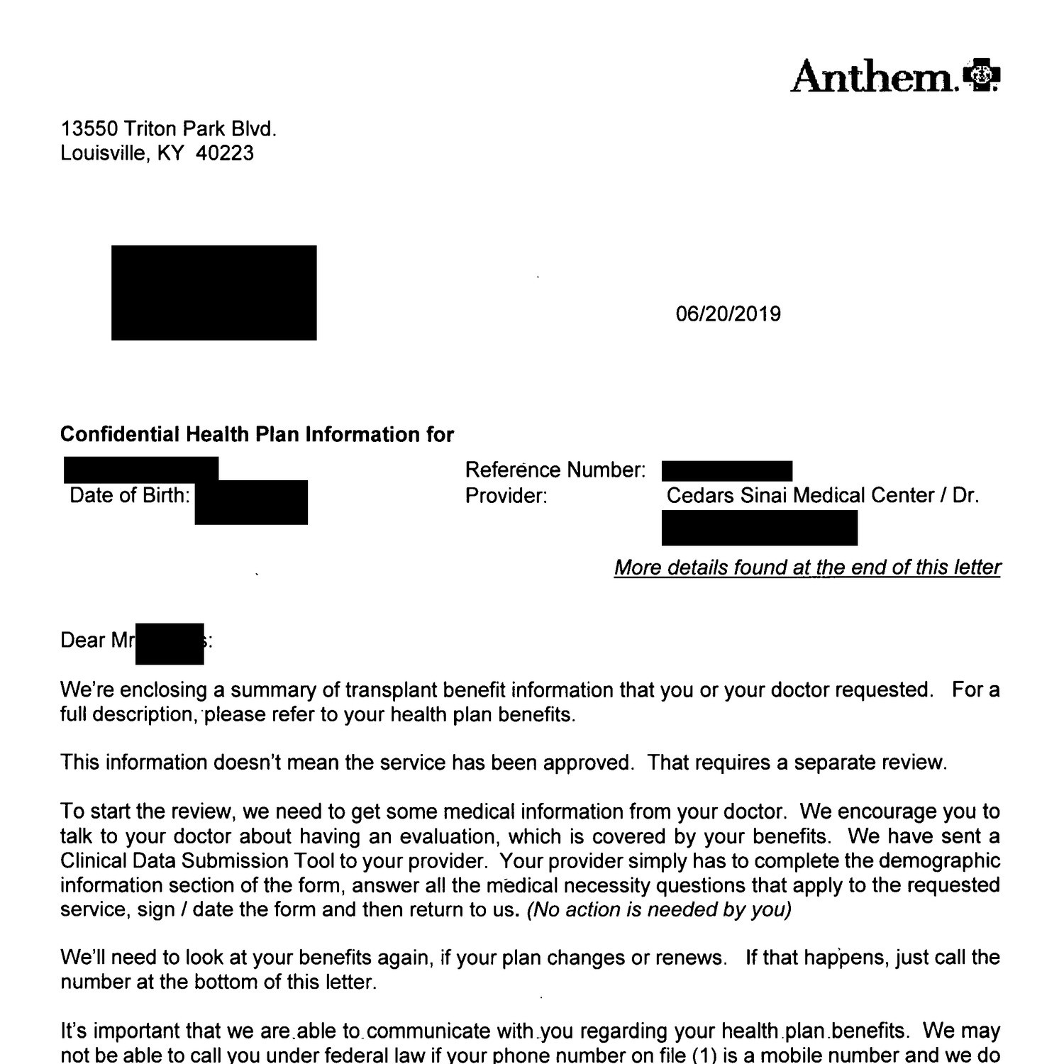 Letter From Anthem pdf DocDroid