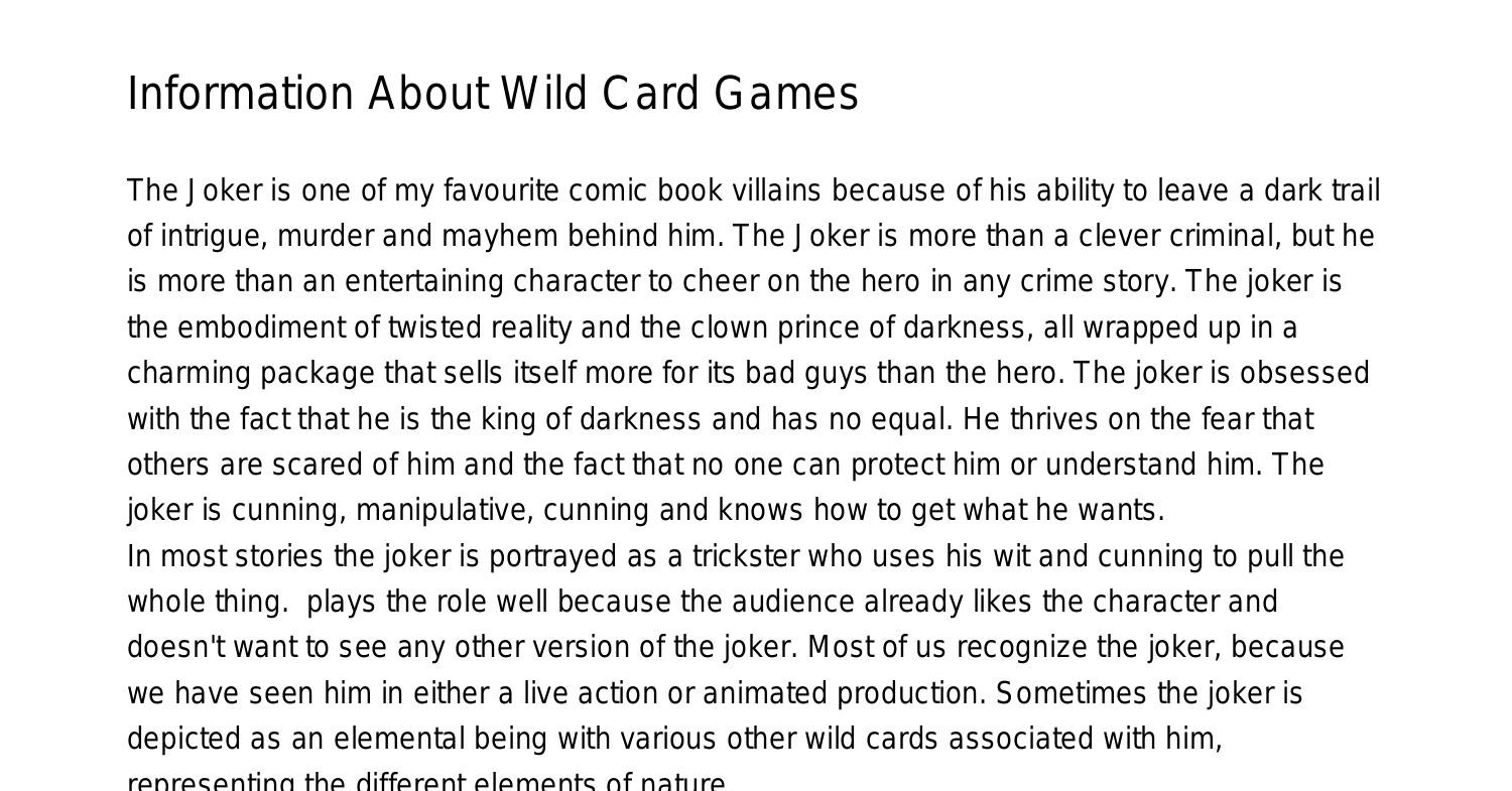 Information About Wild Card Gamesxbxoc.pdf.pdf DocDroid