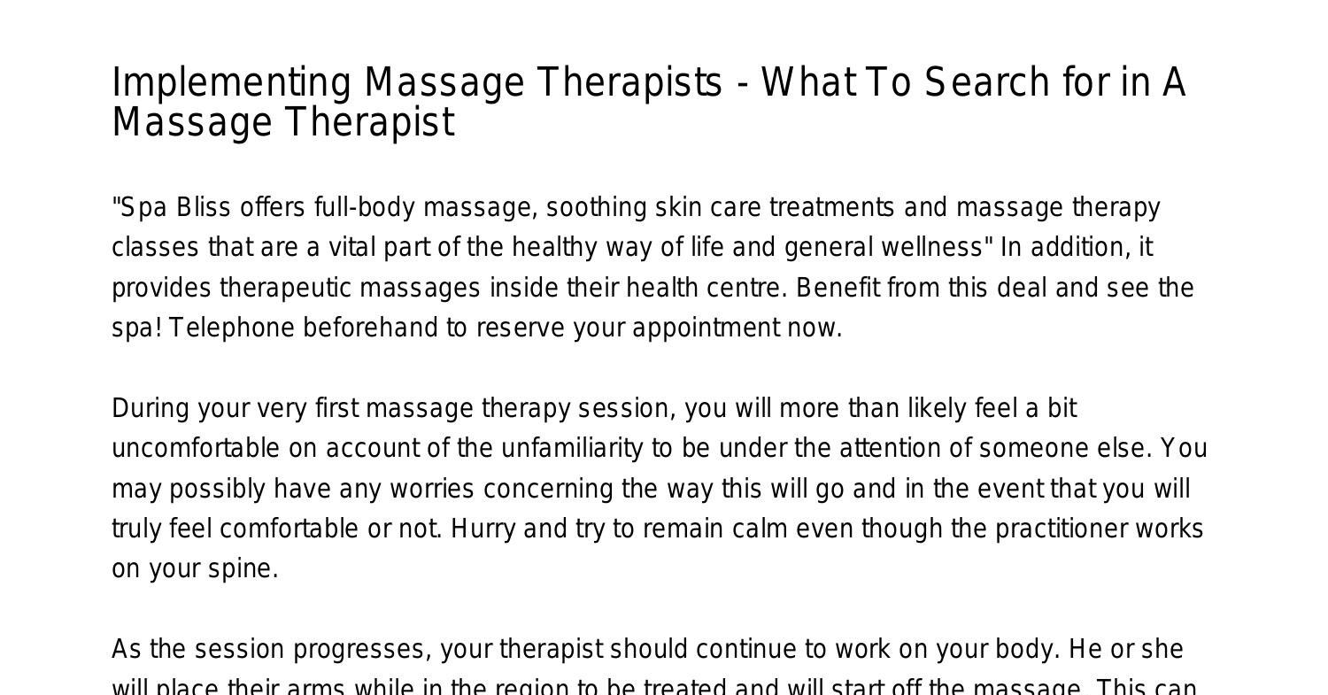 Phiring Massage Therapists What To Look For In A Massage Therapistamzympdfpdf Docdroid