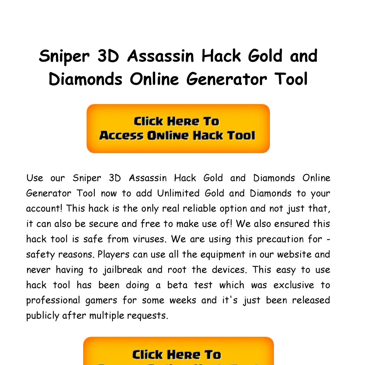 sniper 3d assassin hack gold and diamonds online generator tool pdf