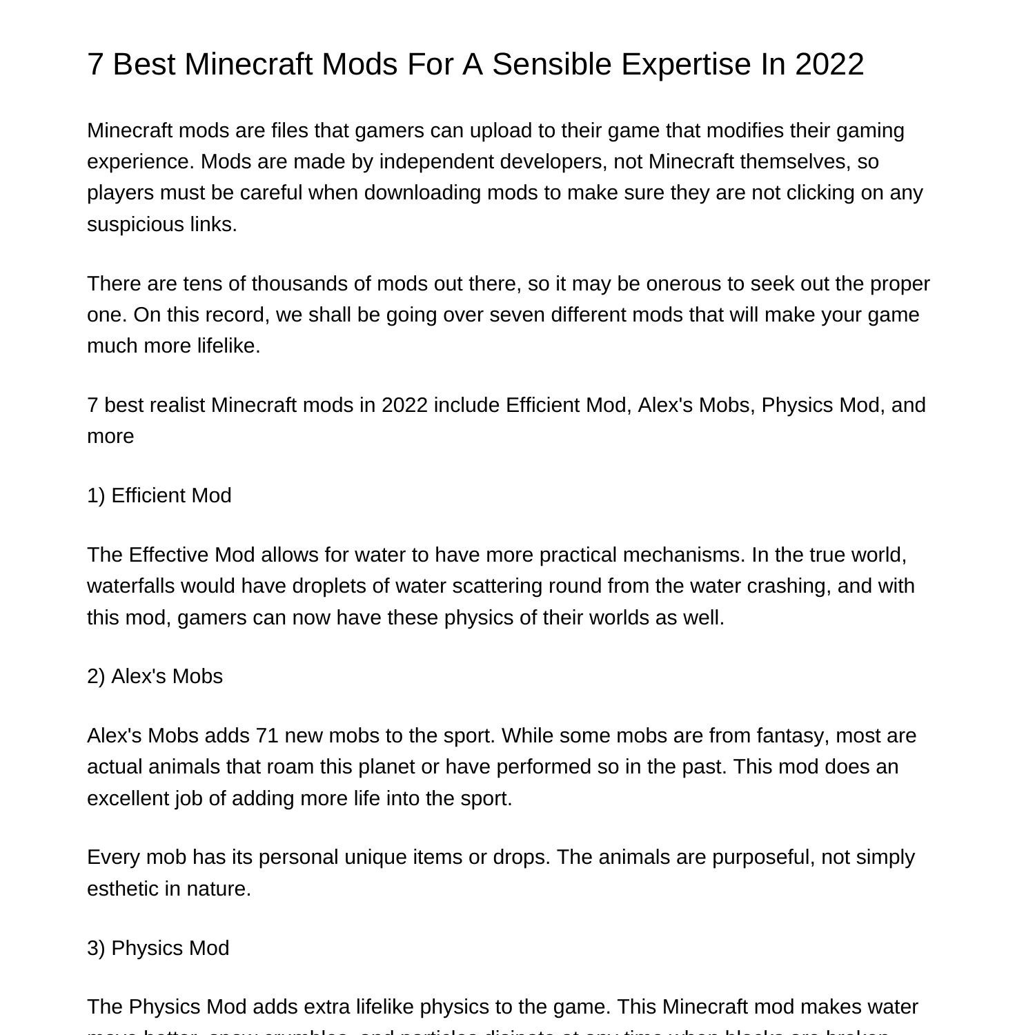7 Best Minecraft Mods For A Practical Expertise In 2022dtdff.pdf.pdf ...