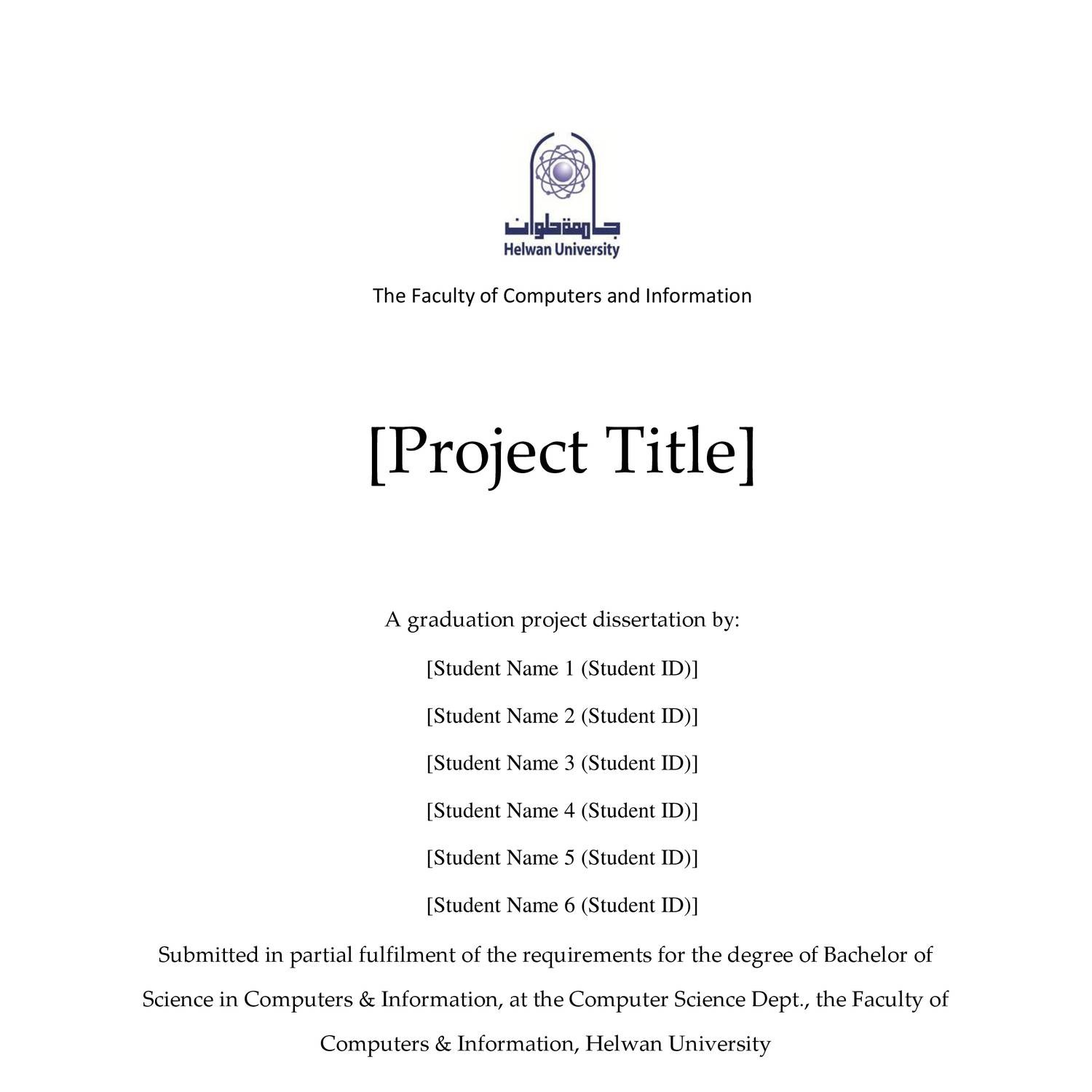 project title page template