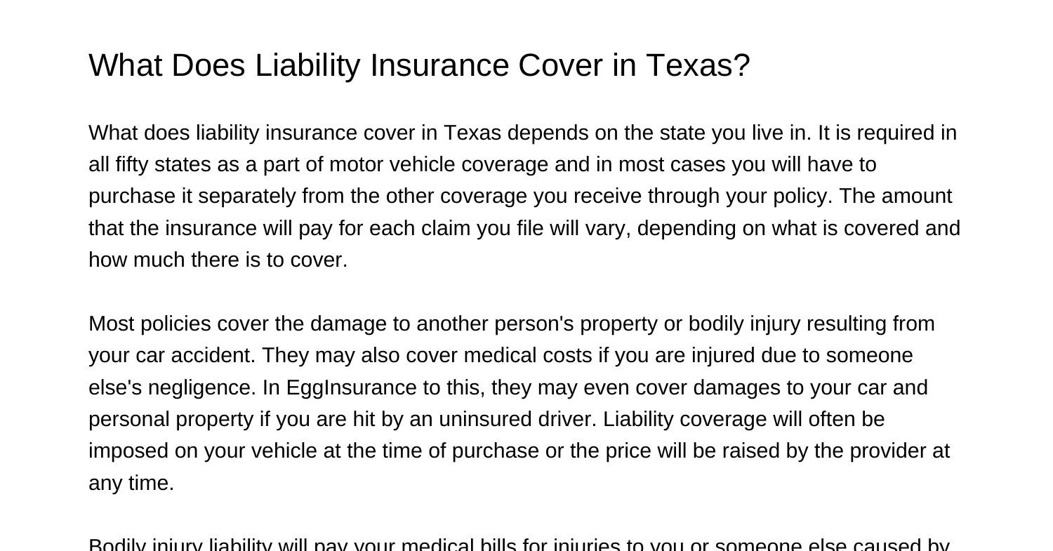 What Does Liability Insurance Cover in Texasdwval.pdf.pdf DocDroid