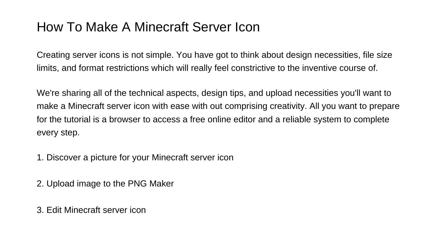 How To Make A Minecraft Server Iconxbkjn.pdf.pdf | DocDroid