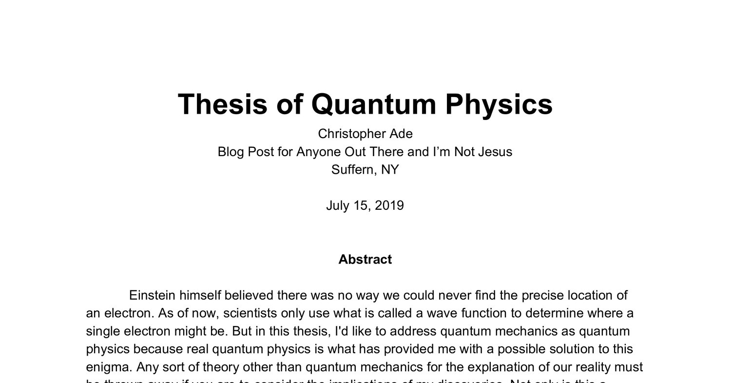 quantum physics thesis