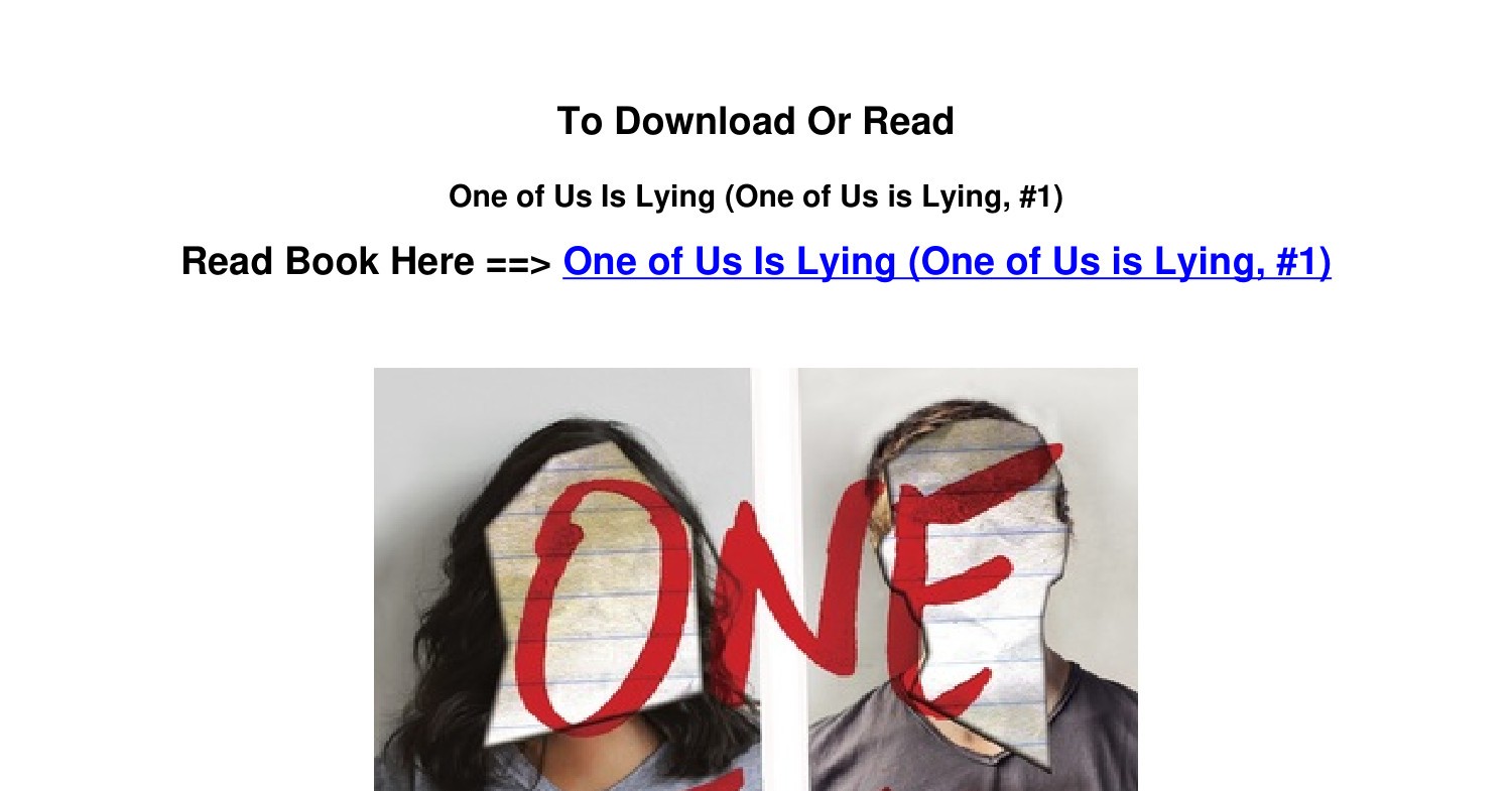One Of Us Is Lying Pdf DOWNLOAD EPub One of Us Is Lying One of Us is Lying 1 By Karen M