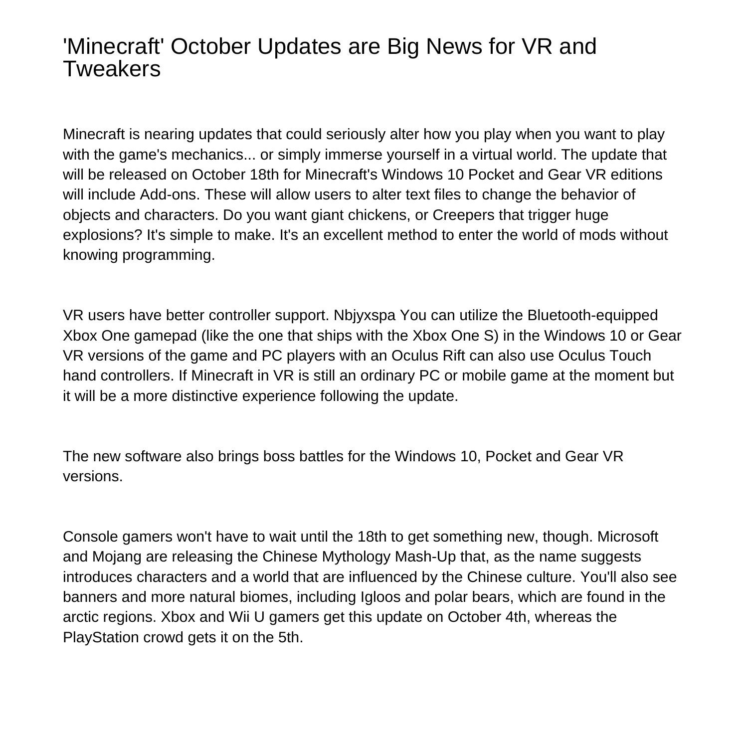 Minecraft October Updates are Big News for VR and Tweakerskgefu.pdf.pdf ...