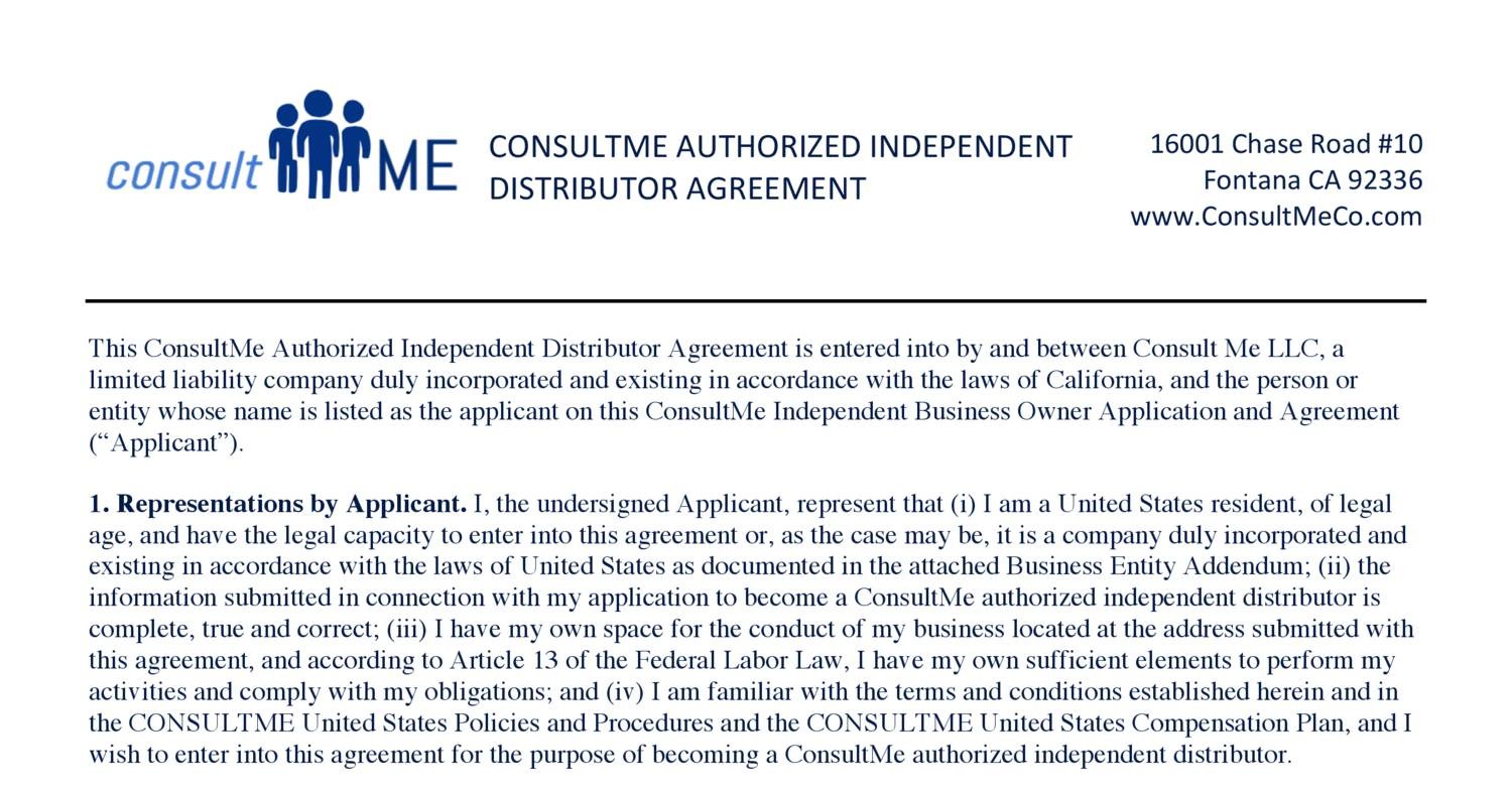 CONSULTME AUTHORIZED INDEPENDENT DISTRIBUTOR AGREEMENT.pdf DocDroid
