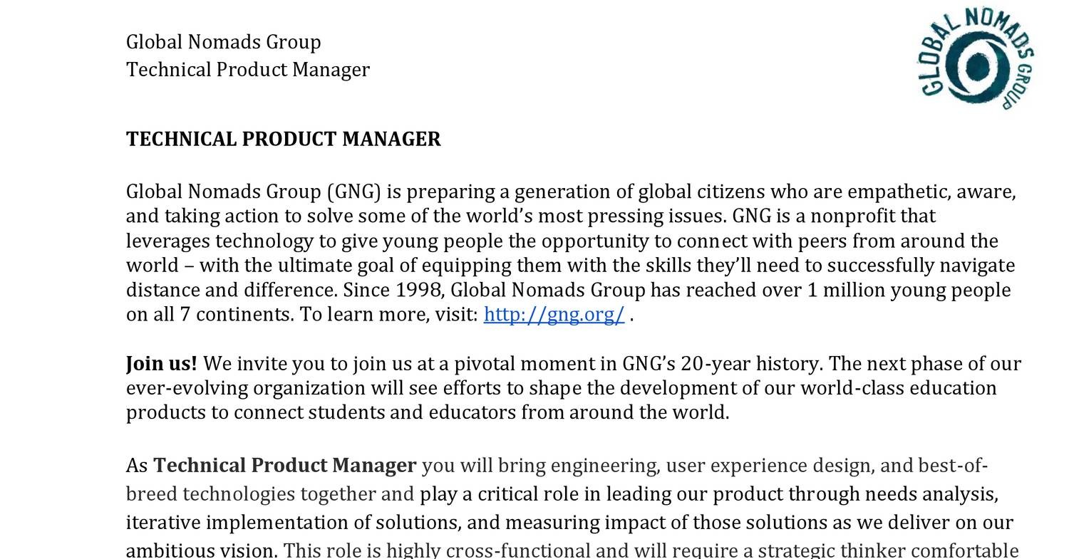 Technical Product Manager Job Description (1).Pdf | Docdroid