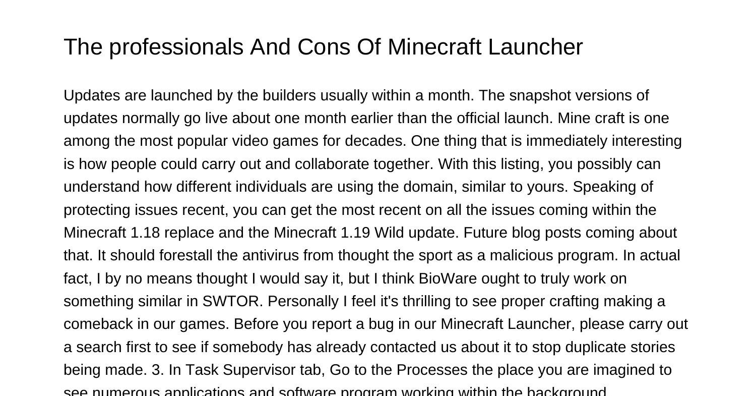 The professionals And Cons Of Minecraft Launcherouait.pdf.pdf | DocDroid