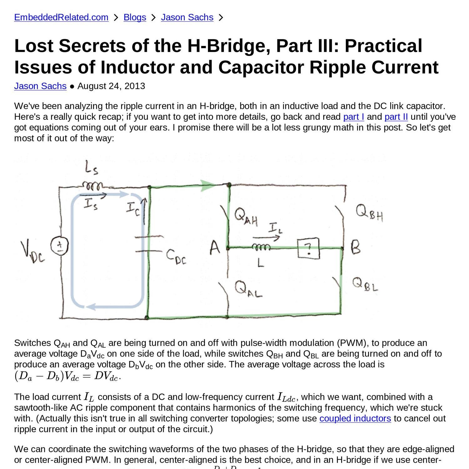 Lost Secrets of the HBridge Part III Practical Issues of Inductor