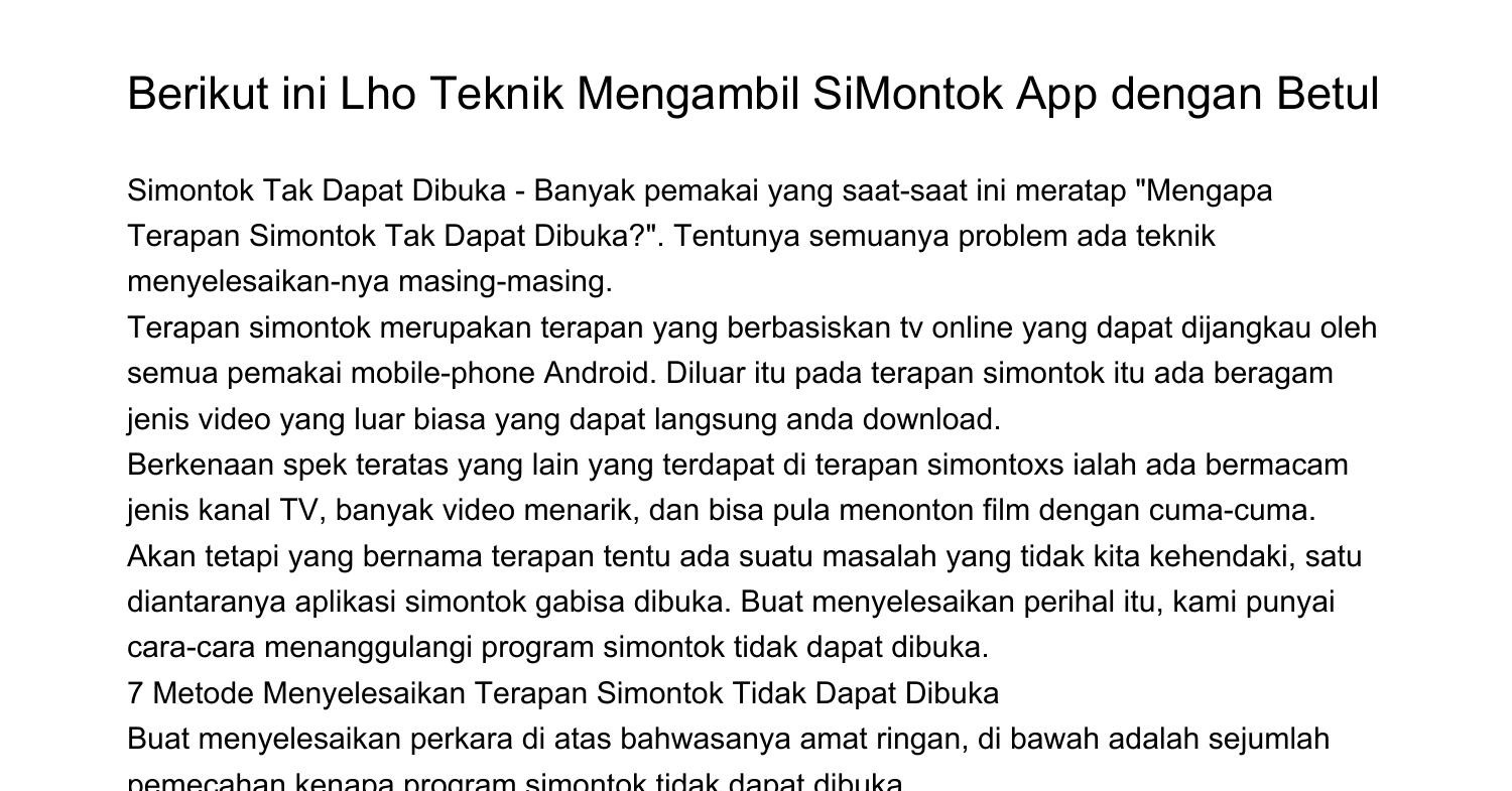 Berikut Lho Teknik Mendownload SiMontok App dengan Betulefuxw.pdf.pdf