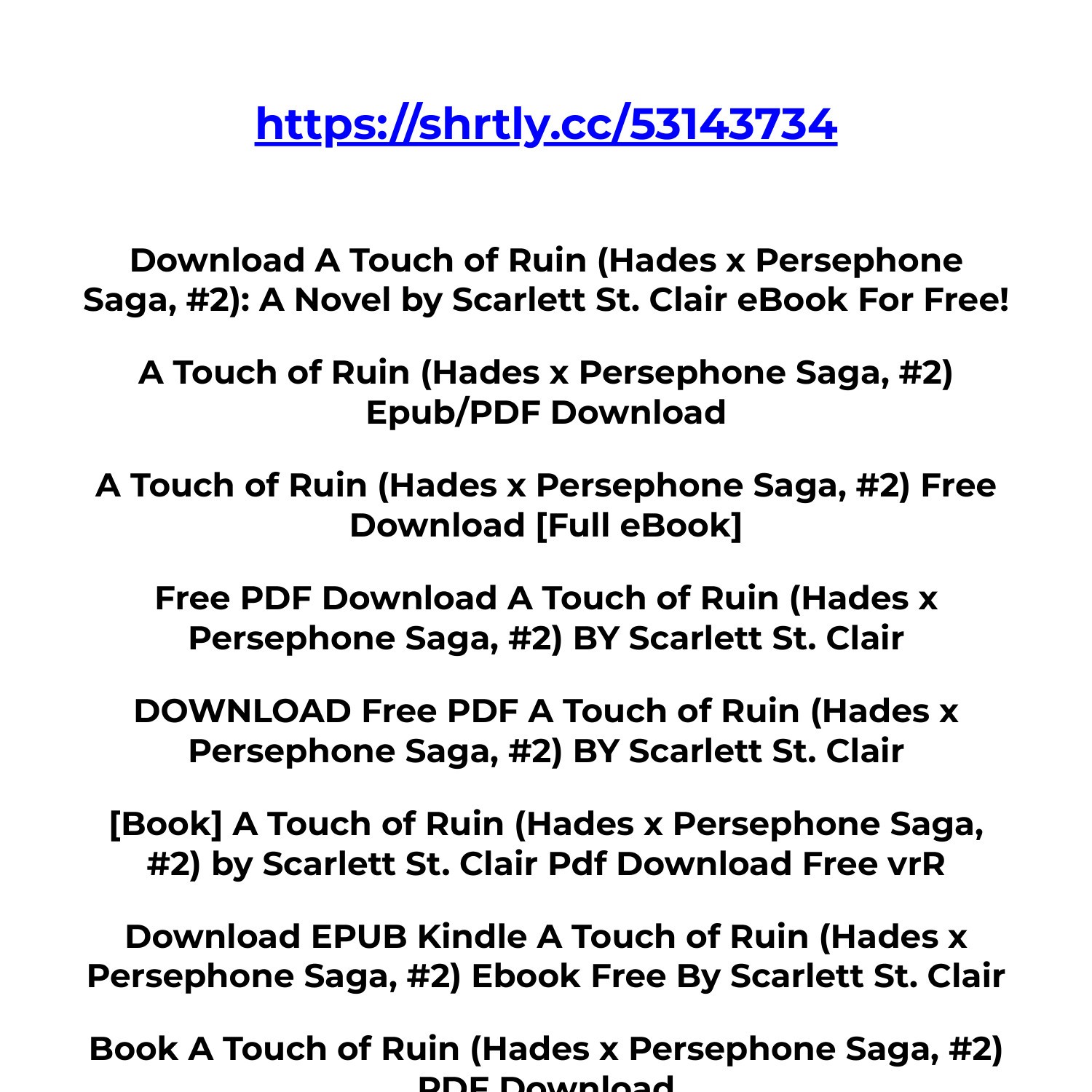 download EPUB A Touch of Ruin Hades x Persephone Saga 2 BY Scarlett St .pdf