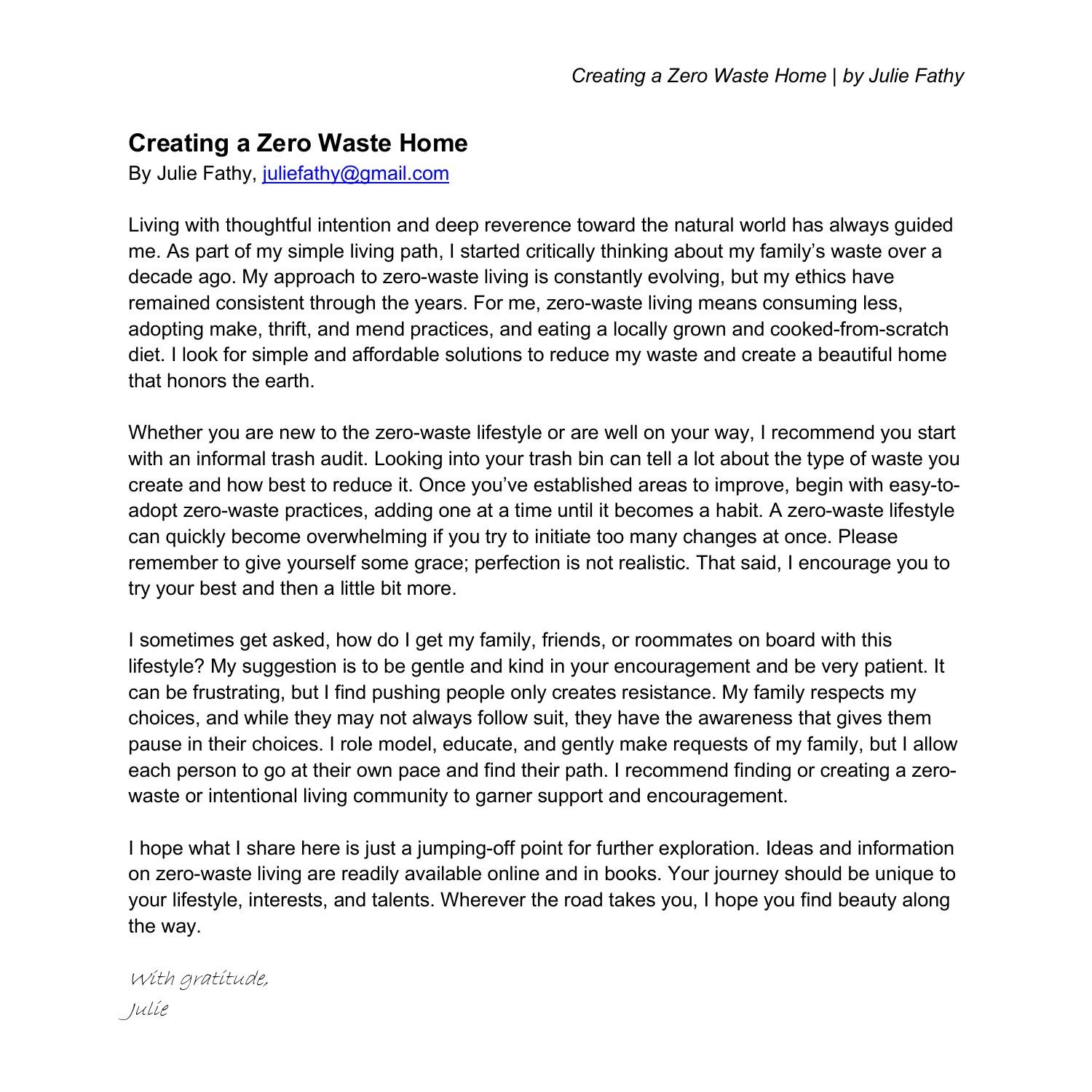 Creating A Zero Waste Home