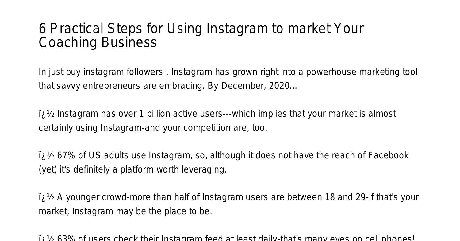 6 Practical Steps for Using Instagram to market Your Coaching ...