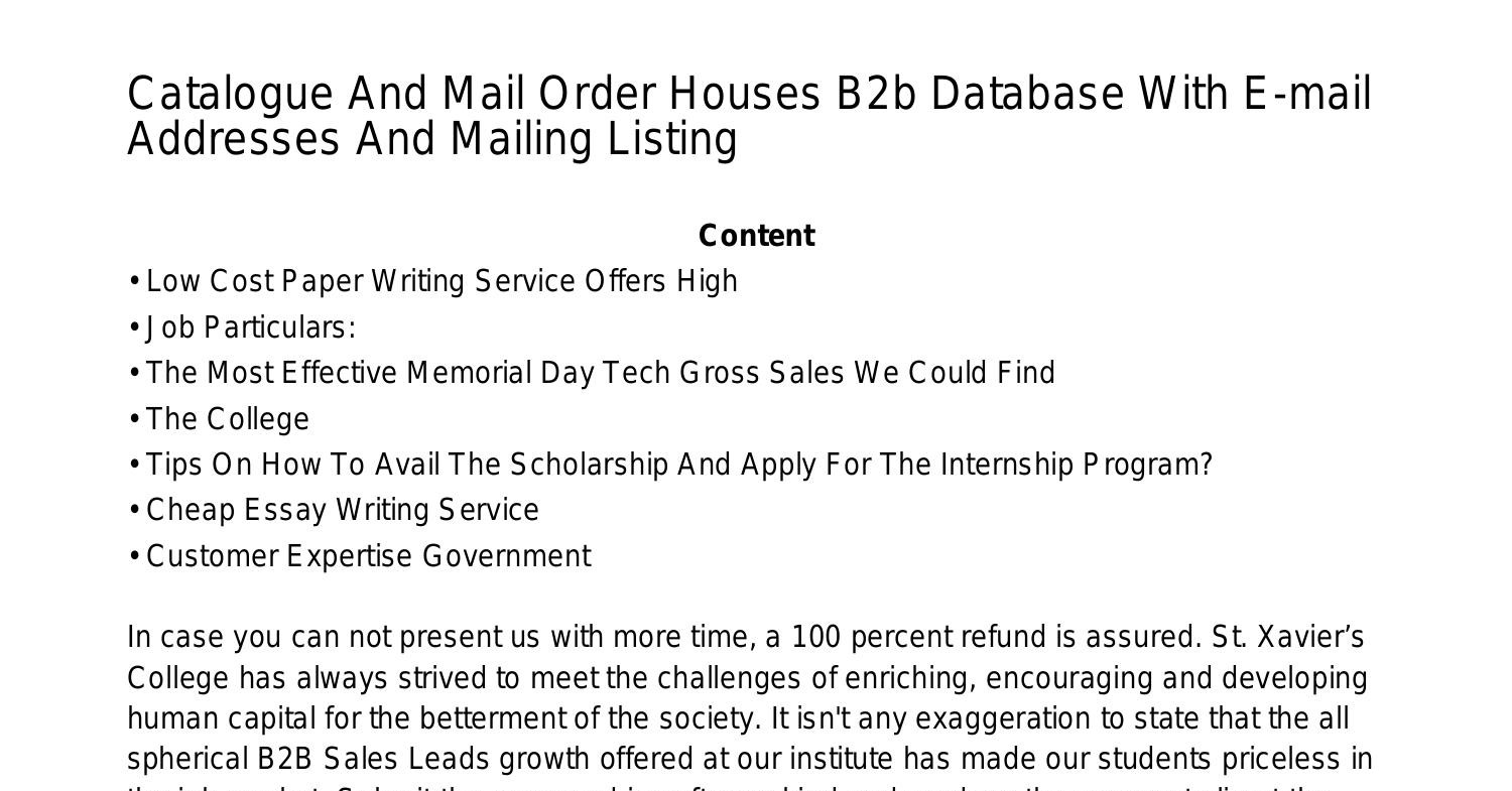 Catalogue And Mail Order Homes B2b Database With Email Addresses And