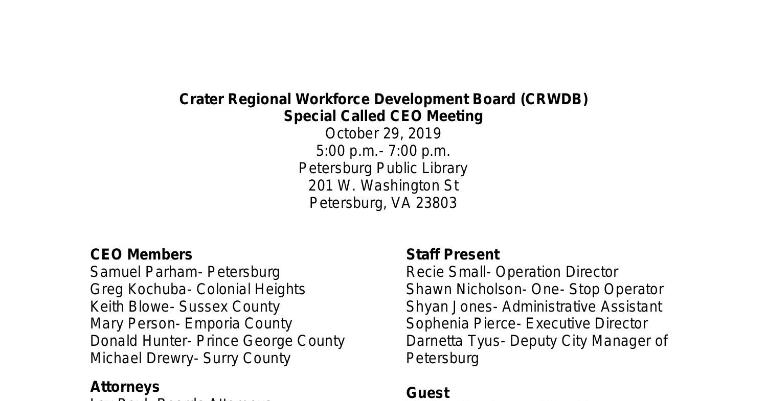 CEO Meeting Draft Minutes 102919.docx | DocDroid