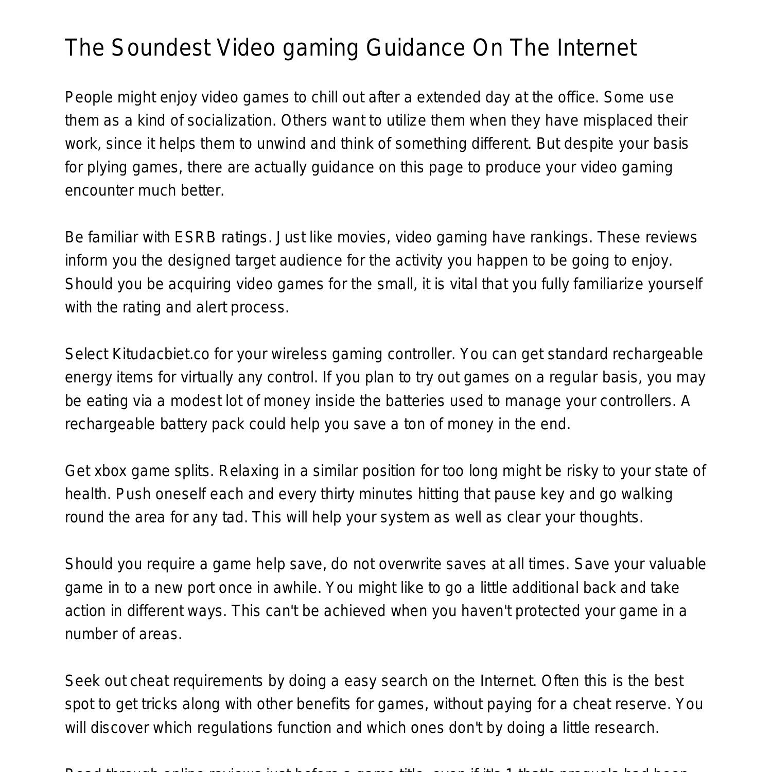 PDF) The Benefits of Playing Video Games
