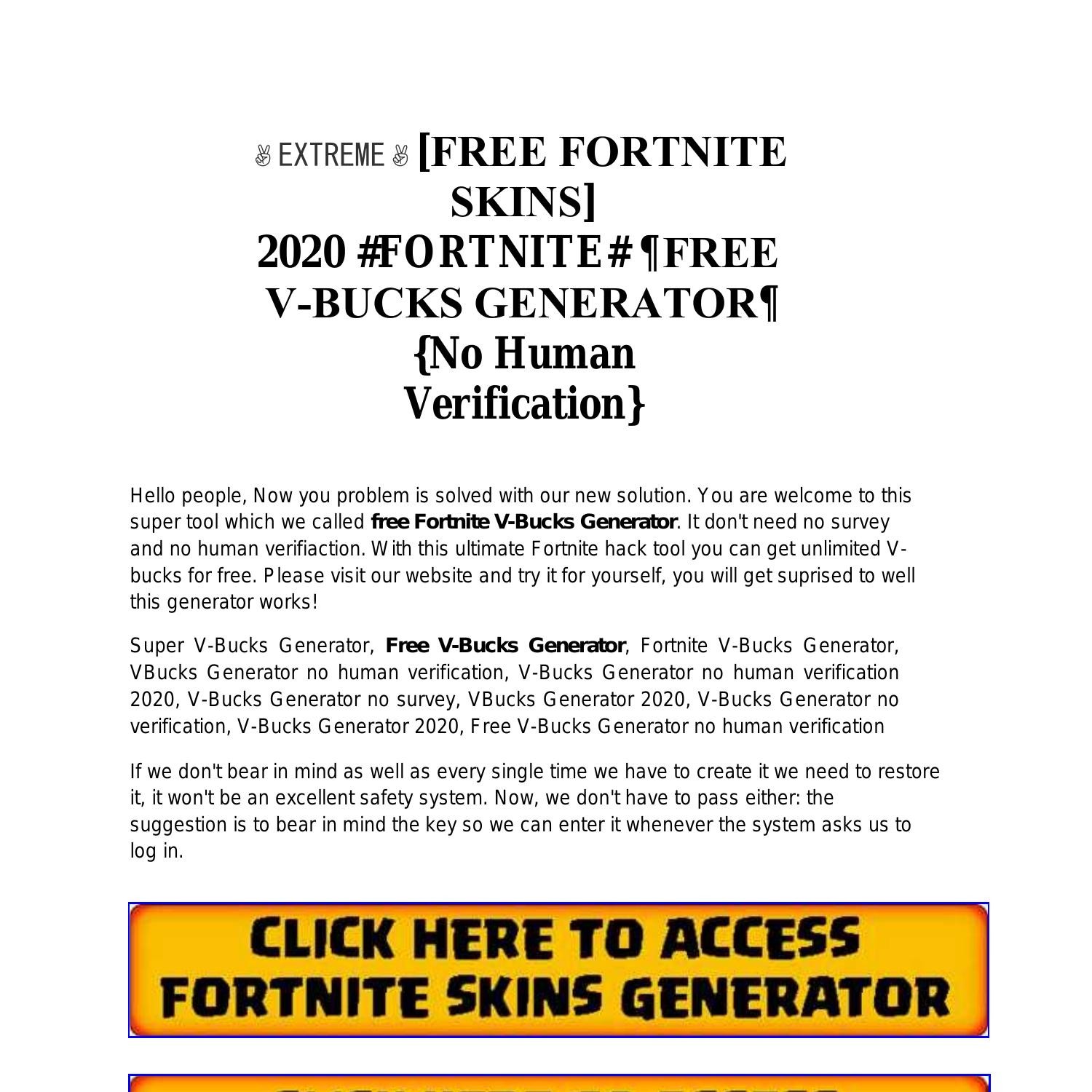 EXTREME [FREE FORTNITE SKINS] 2020 FORTNITE ¶FREE VBUCKS GENERATOR