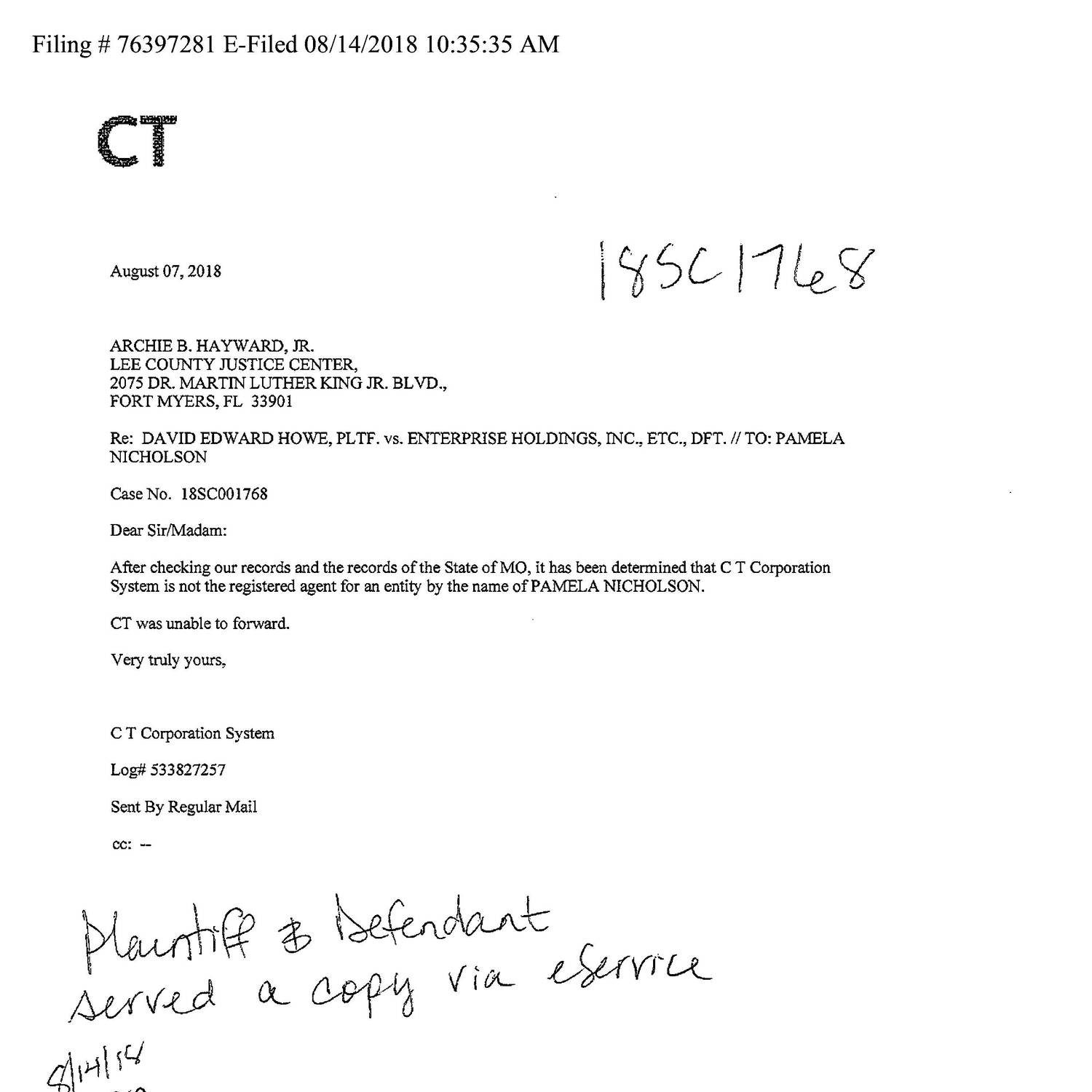 C T Corporation System Response to Pamela Nicholson Subpoena.pdf DocDroid