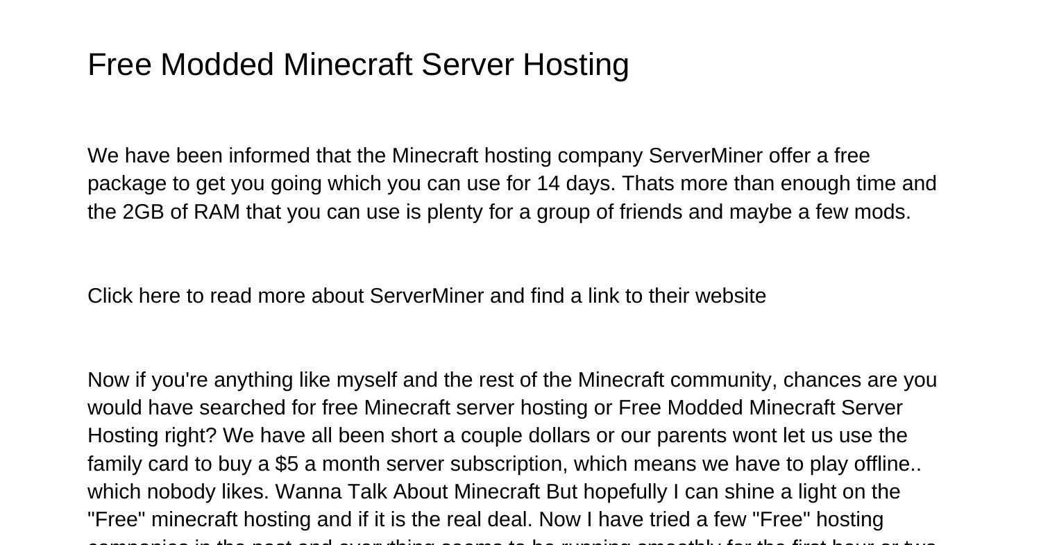 Free Modded Minecraft Server Hostinghbnrg.pdf.pdf DocDroid