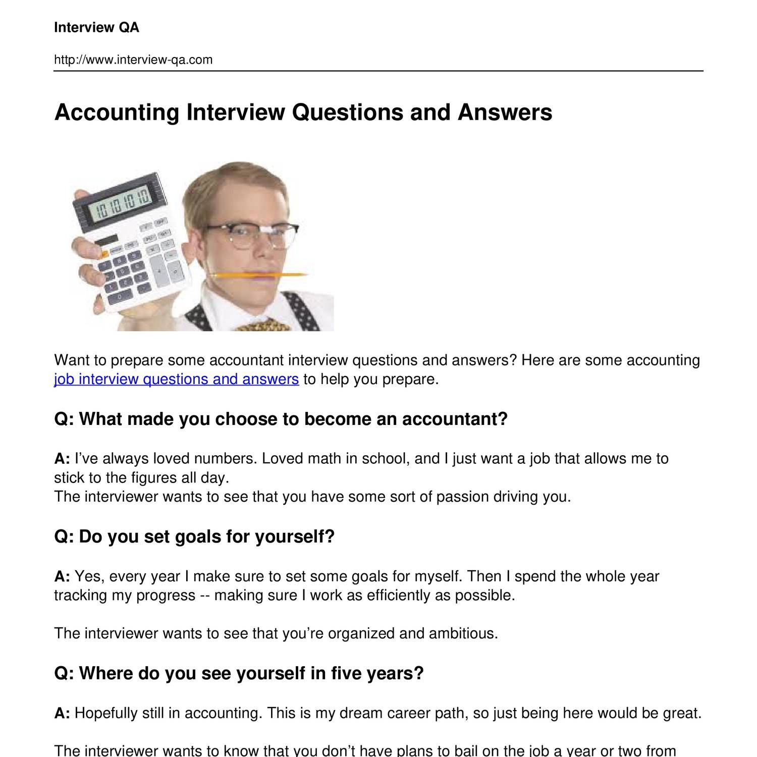 Accounting job interview questions entry level