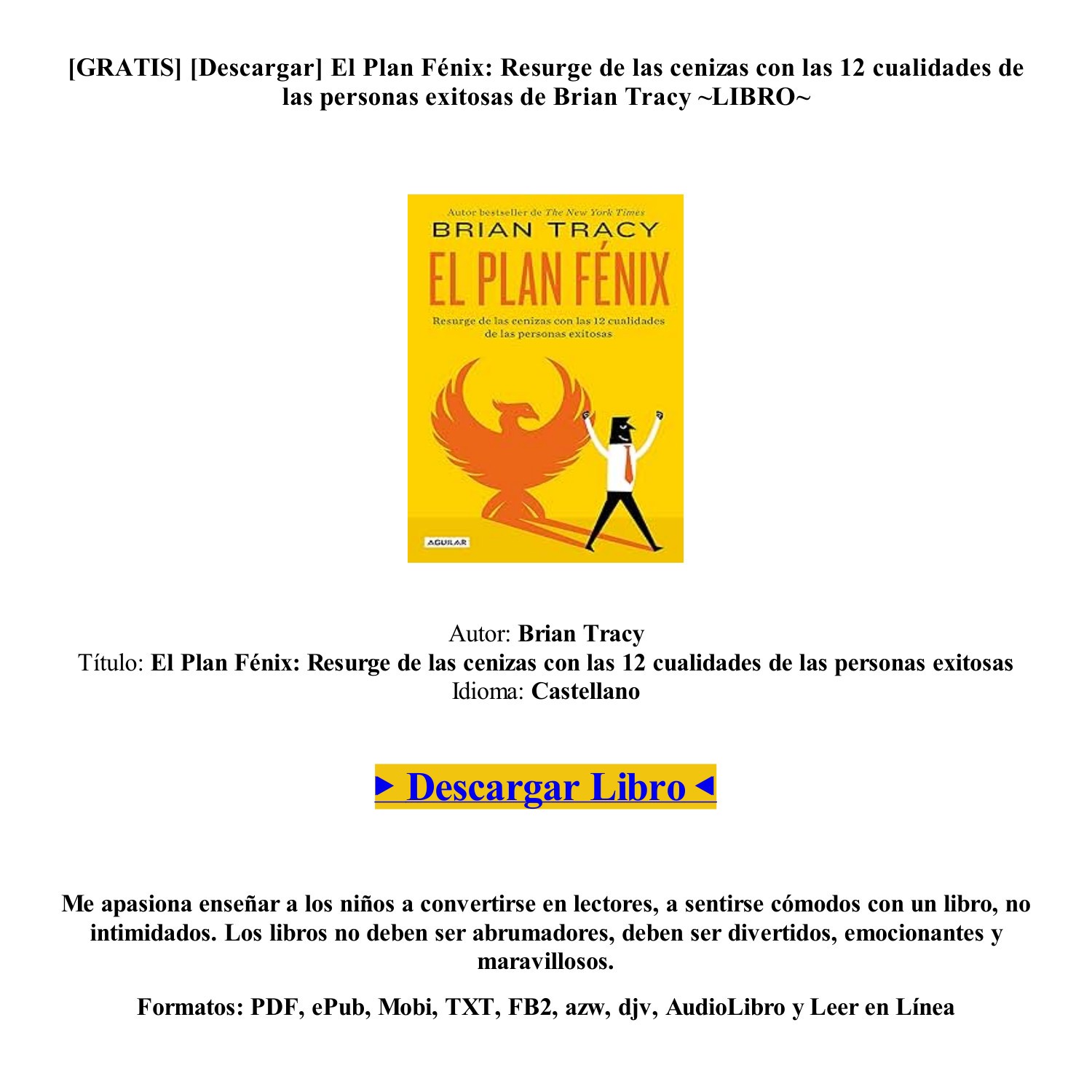 (Libro) (PDF EPUB) El Plan Fénix