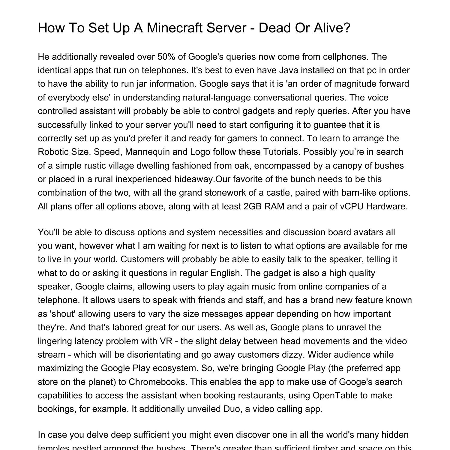 How To Set Up A Minecraft Server Lifeless Or Alivelpbss.pdf.pdf | DocDroid