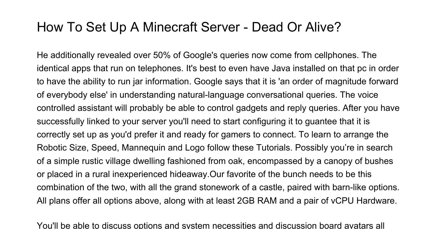How To Set Up A Minecraft Server Lifeless Or Alivelpbss.pdf.pdf | DocDroid