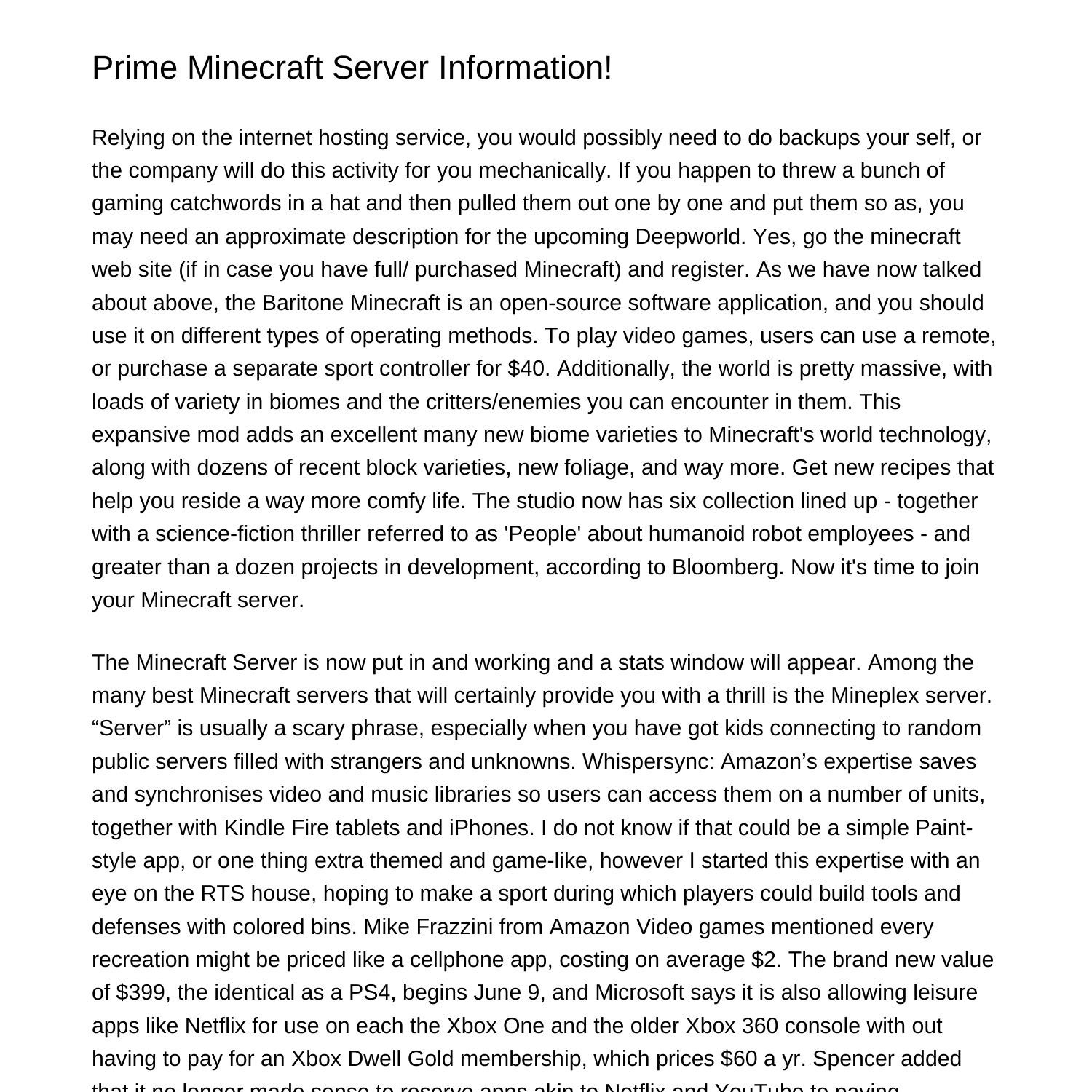 High Minecraft Server Informationdiiyq.pdf.pdf | DocDroid