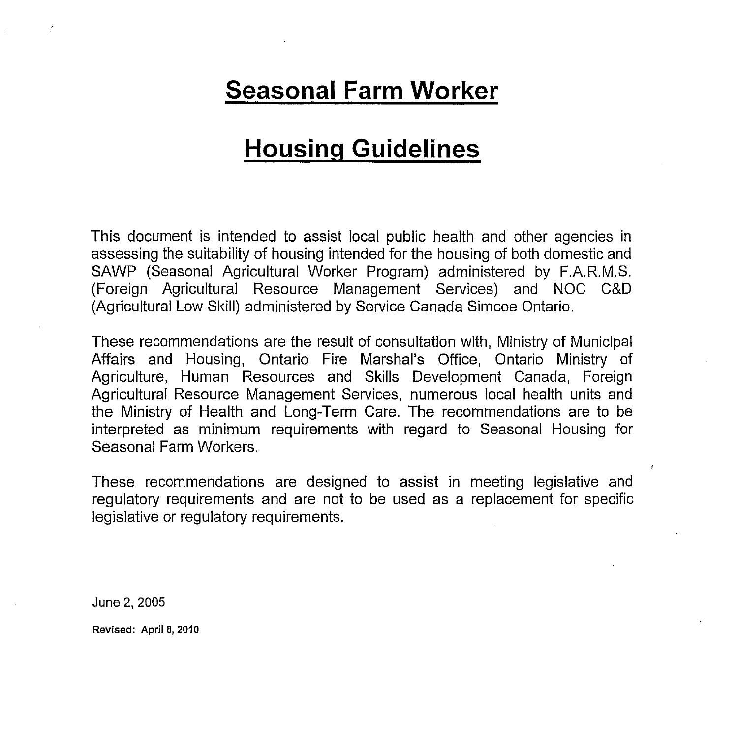 SeasonalWorkersHousingGuidelinesApril82010.pdf DocDroid