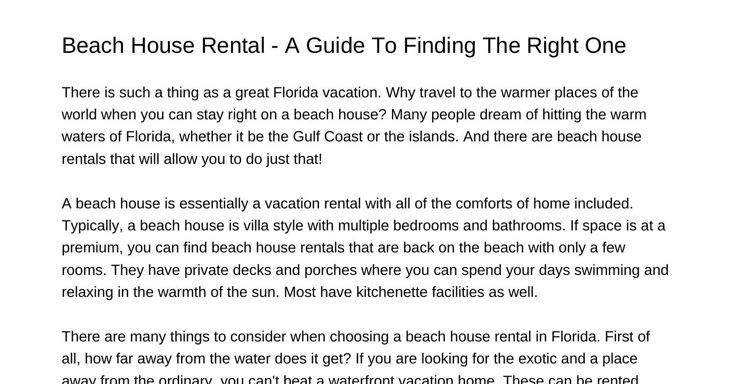 Beach House Rental A Guide To Finding The Right Onelwmfk.pdf.pdf DocDroid