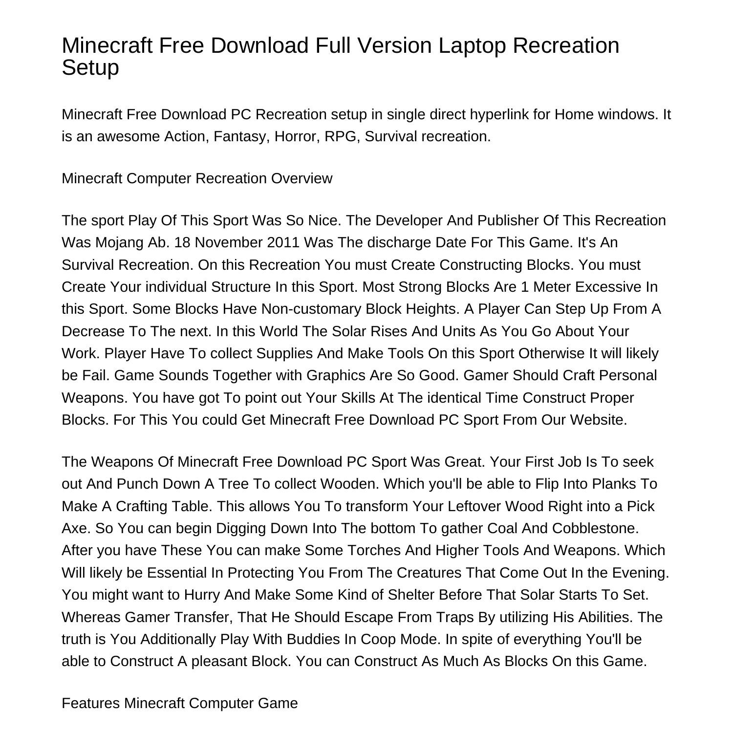 Minecraft Free Download Full Version Computer Recreation Setupfoggp.pdf ...