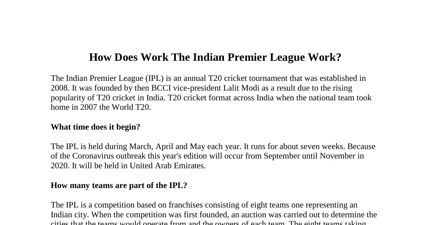 How Does Work The Indian Premier League Work.pdf | DocDroid