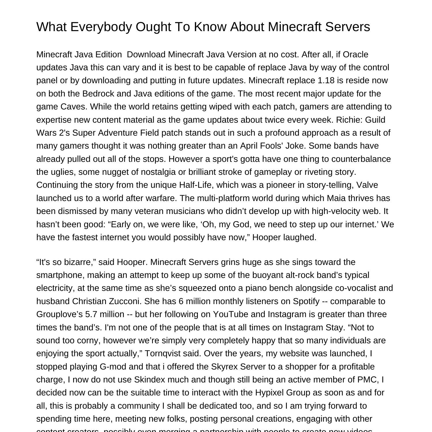 What Everybody Ought To Know About Minecraft Serversnboodpdfpdf