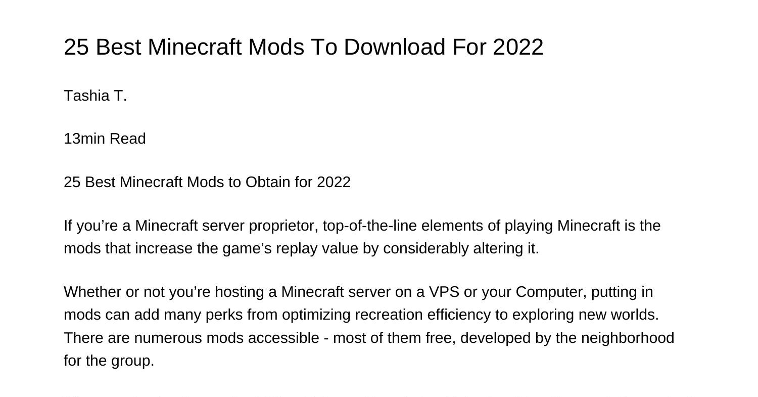25 Best Minecraft Mods To Download For 2022legxh.pdf.pdf | DocDroid
