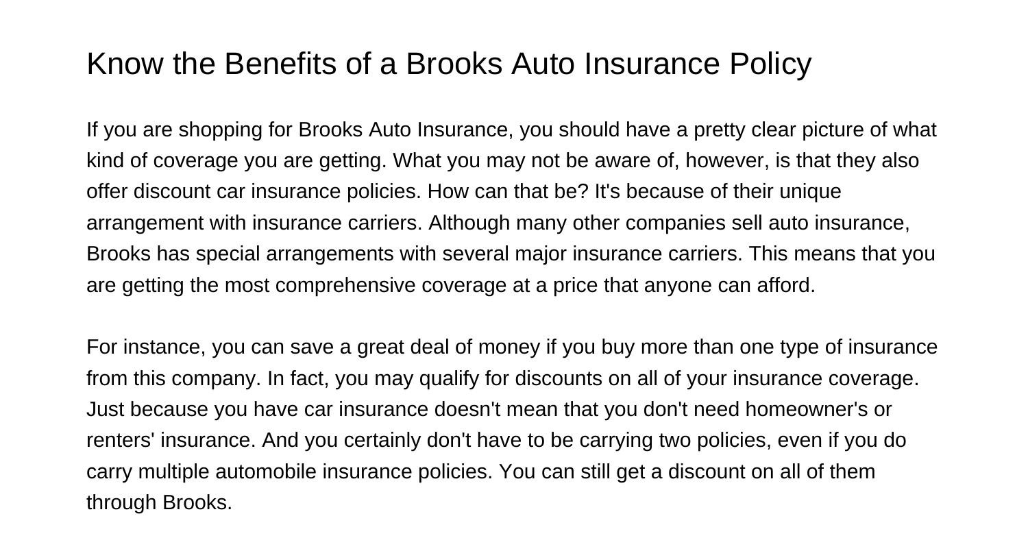 Know the Benefits of a Brooks Auto Insurance Policyjuaqv.pdf.pdf DocDroid