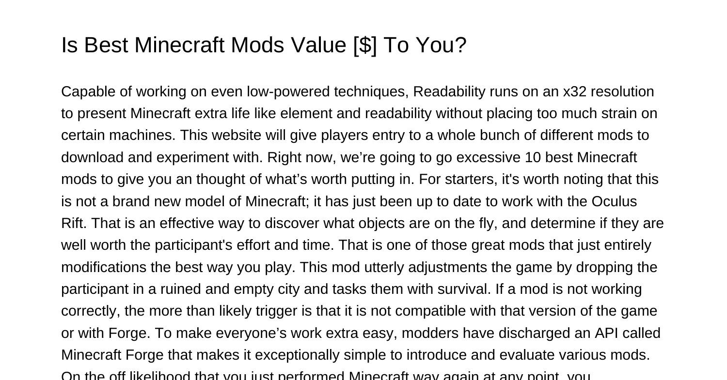 Is Best Minecraft Mods Value To Youtlhzv.pdf.pdf | DocDroid