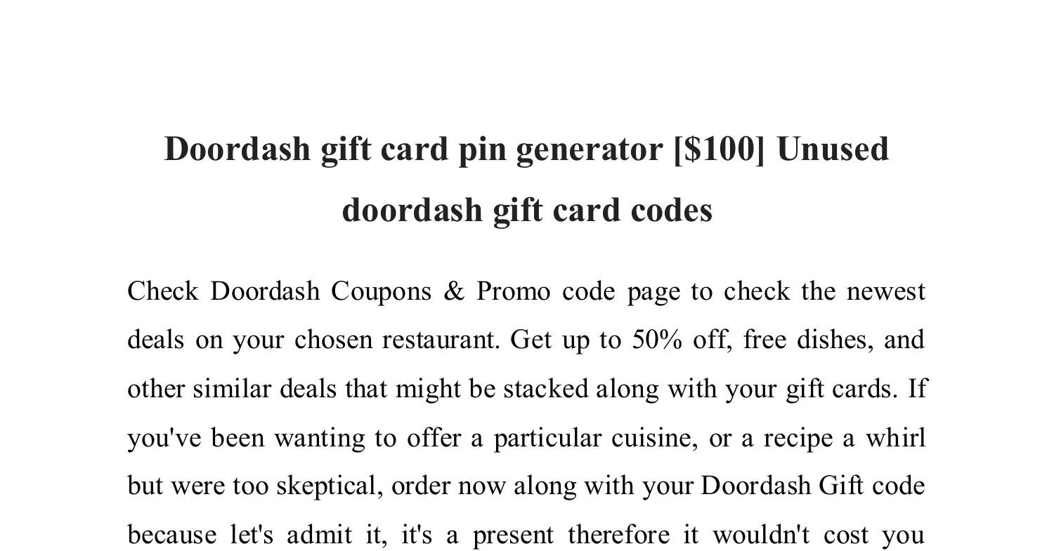Doordash Gift Card Generator