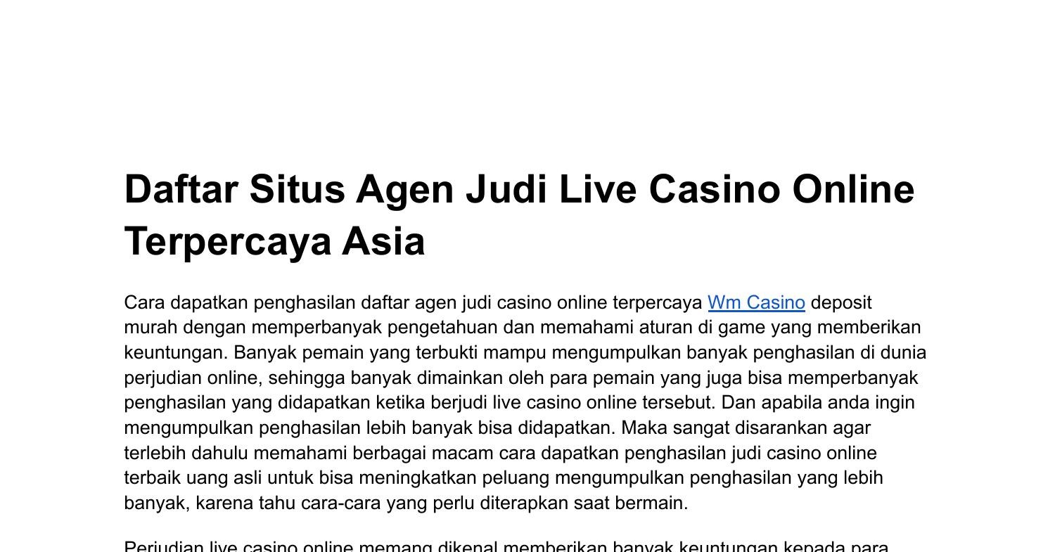 Ilustrasi topik daftar judi live casino