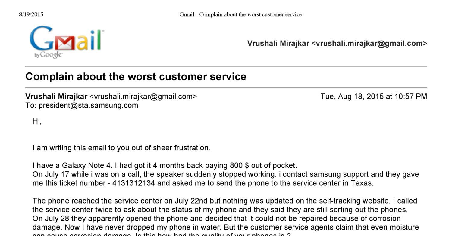 Gmail - Complain about the worst customer service.pdf | DocDroid
